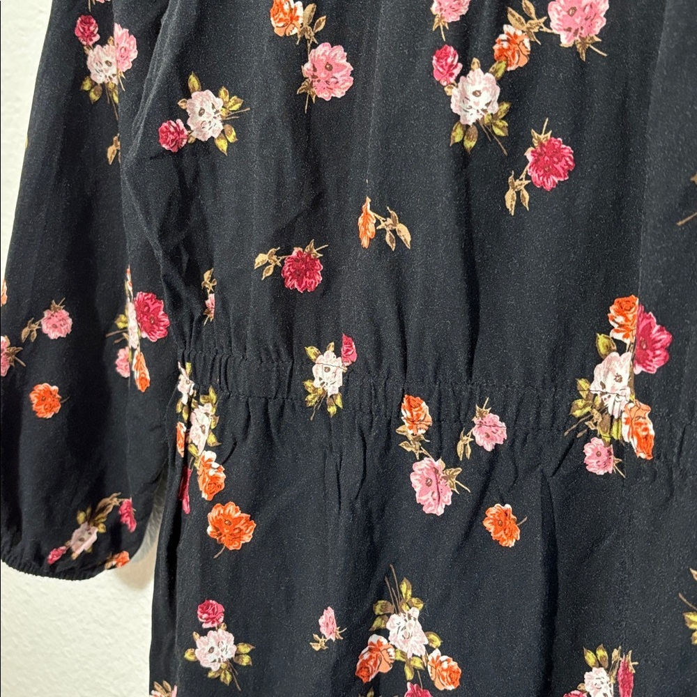 J Jill Black w Floral Button Down Dress Pockets Size XS | cottage core | dainty - Picture 7 of 9